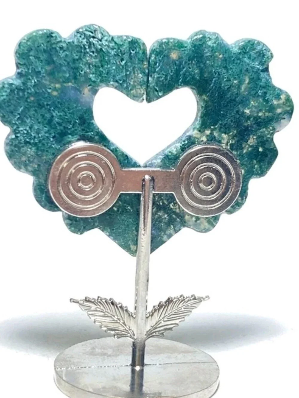 NEW Blue Moss Agate Adorable Flower Carving With Stand Home Decor Crystals Art